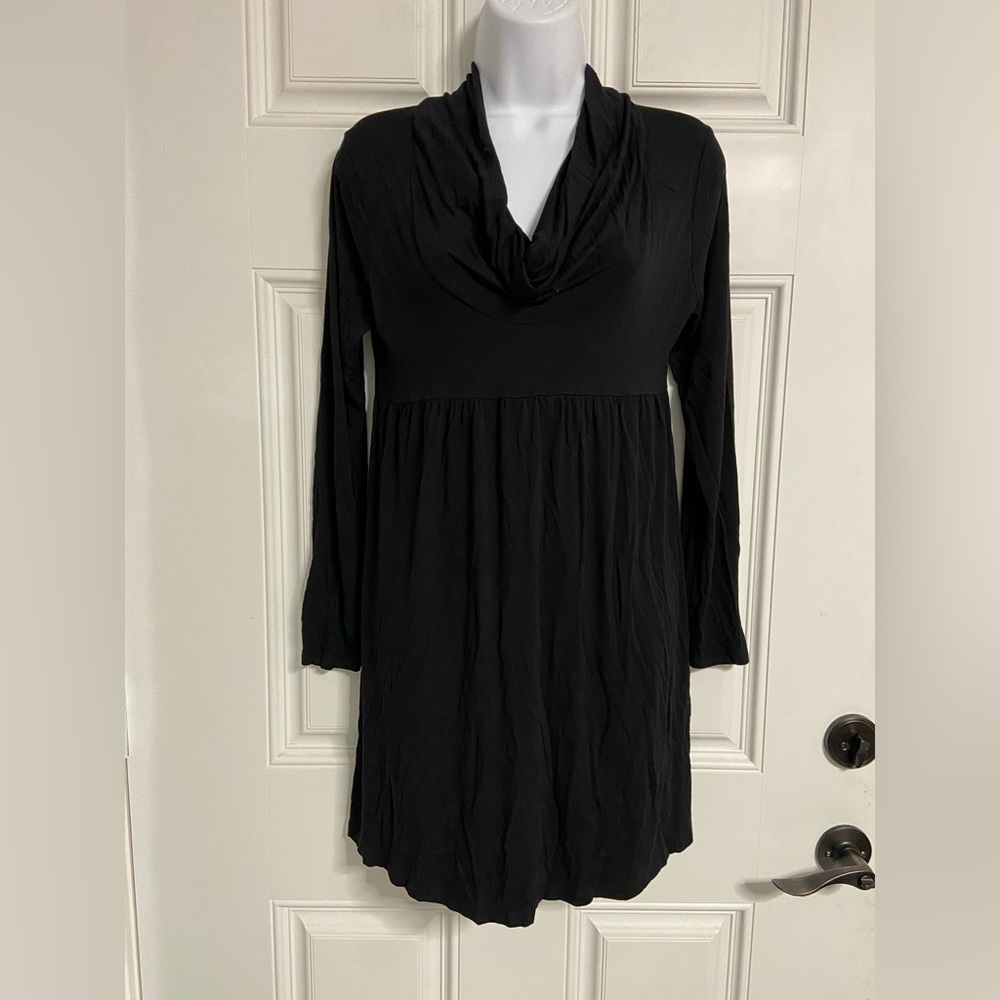 T1a- COLOR ME RED Black Cowl Neck Maternit Dress